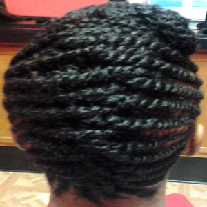 senegalese twists styled into a bun